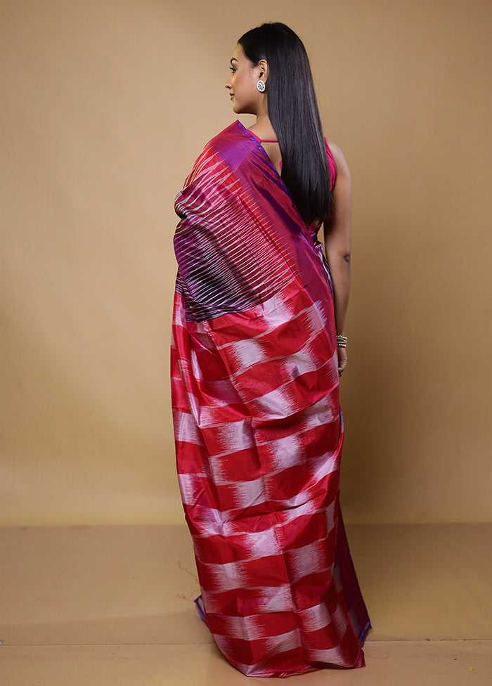 Red Pure Bishnupuri Silk Saree With Blouse Piece
