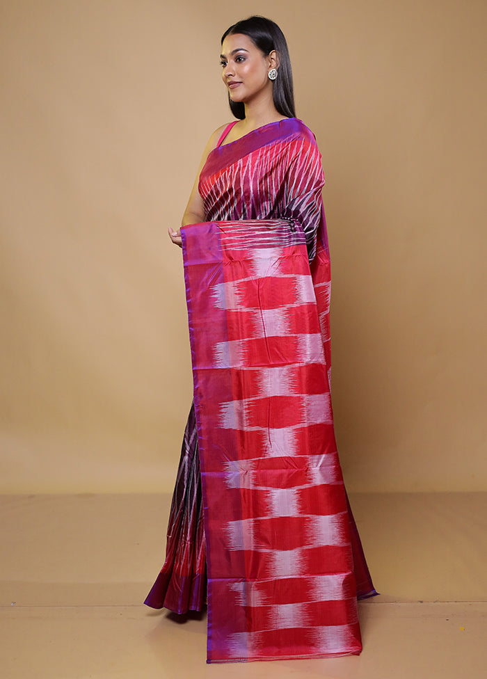 Red Pure Bishnupuri Silk Saree With Blouse Piece