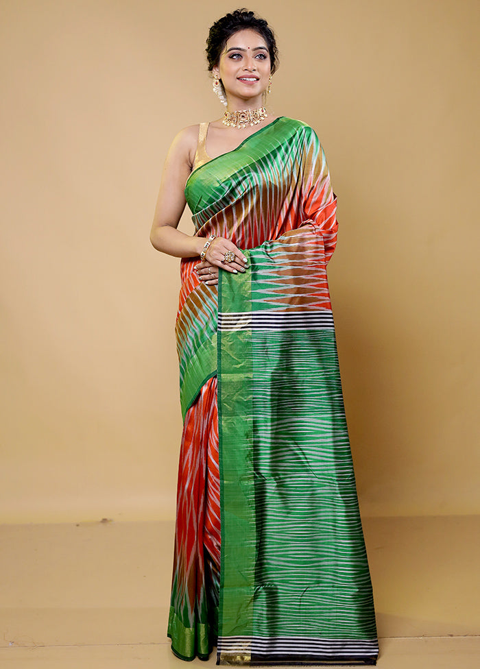 Green Handloom Pure Bishnupuri Silk Saree Without Blouse Piece