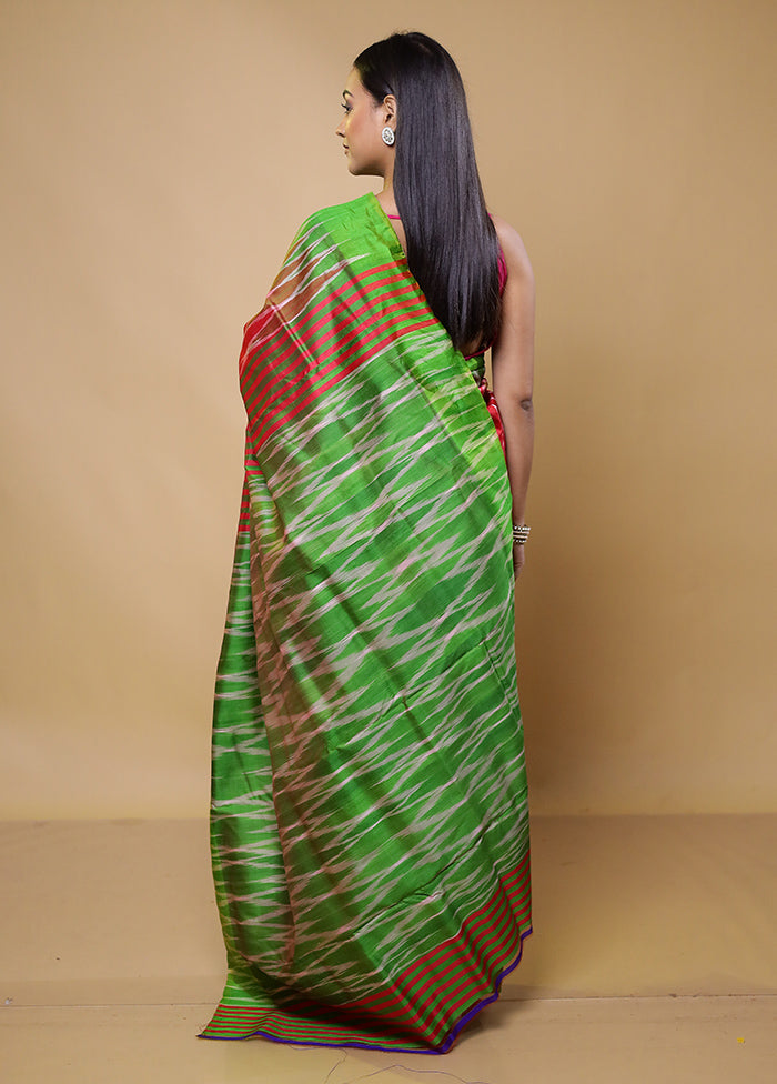 Red Pure Bishnupuri Silk Saree Without Blouse Piece