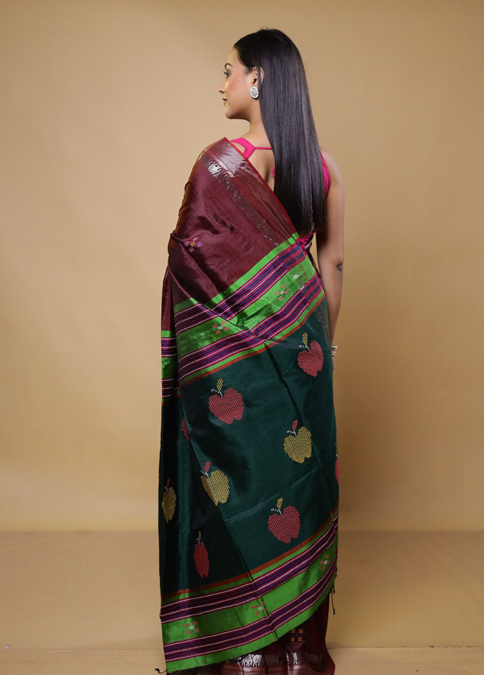 Brown Kalakshetra Kanjivaram Silk Saree With Blouse Piece