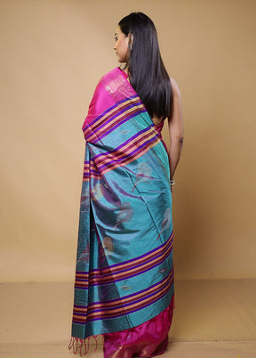 Pink Kalakshetra Kanjivaram Silk Saree With Blouse Piece