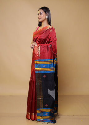 Red Kalakshetra Kanjivaram Silk Saree With Blouse Piece