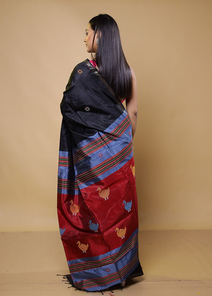 Blue Kalakshetra Kanjivaram Silk Saree With Blouse Piece