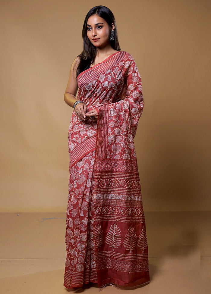 Pink Cotton Saree With Blouse Piece