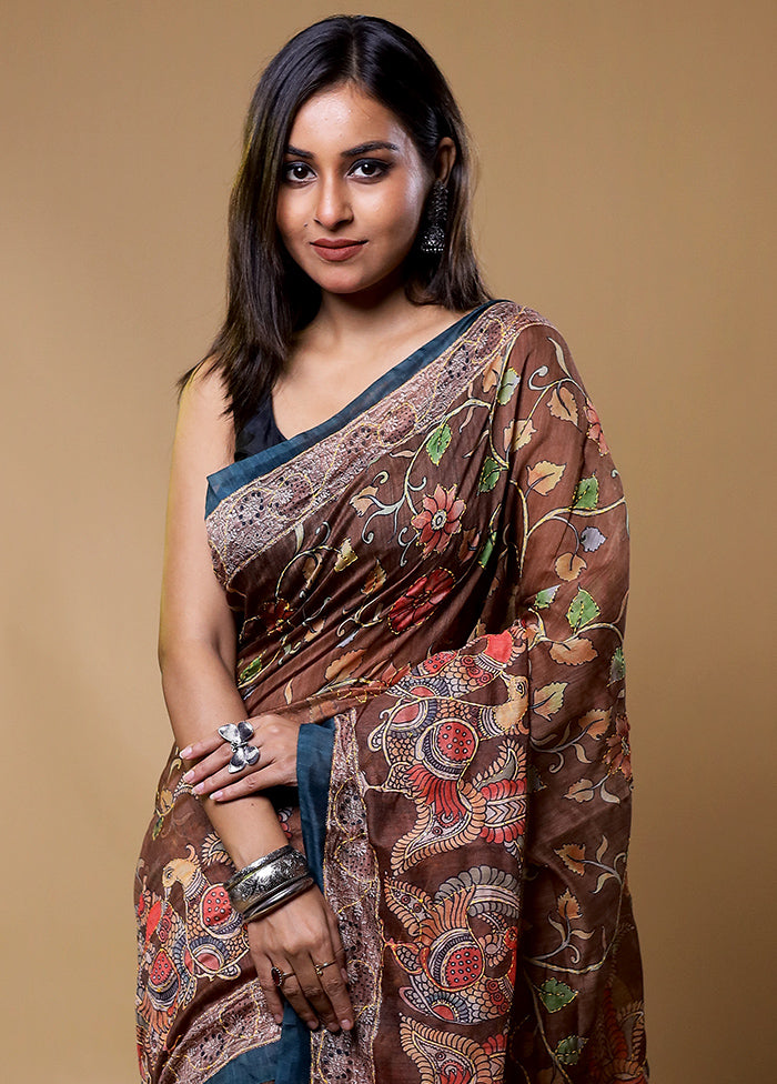 Brown Cotton Saree With Blouse Piece