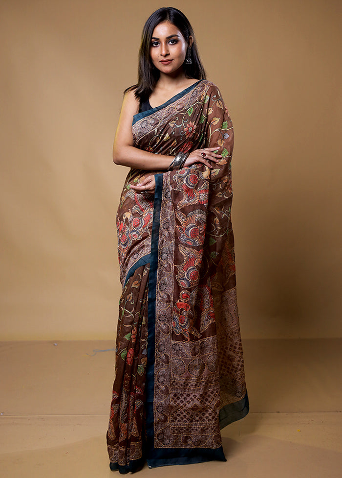 Brown Cotton Saree With Blouse Piece