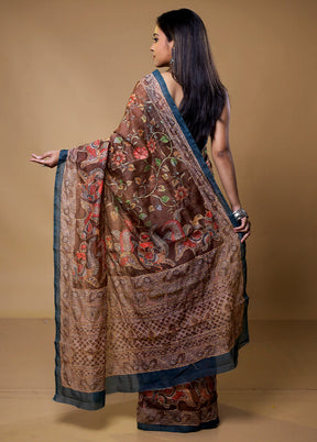 Brown Cotton Saree With Blouse Piece