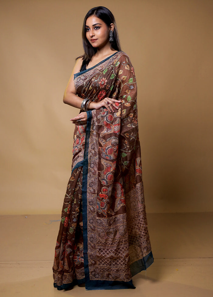 Brown Cotton Saree With Blouse Piece