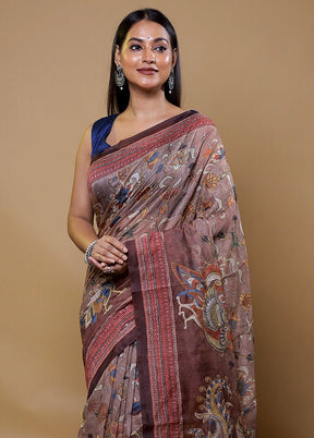 Maroon Cotton Saree With Blouse Piece