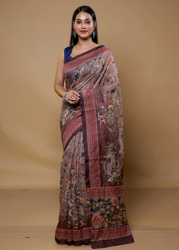 Maroon Cotton Saree With Blouse Piece