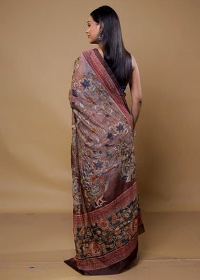 Maroon Cotton Saree With Blouse Piece