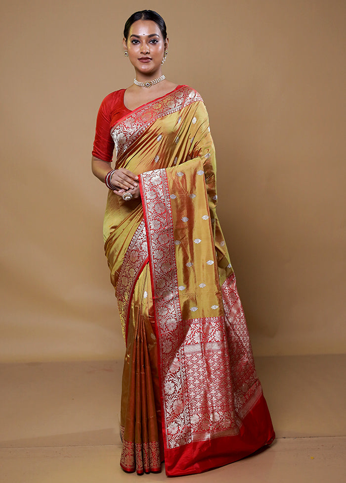 Cream Handloom Katan Pure Silk Saree With Blouse Piece