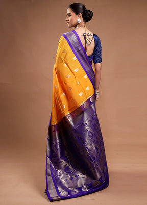 Yellow Kanjivaram Silk Saree With Blouse Piece