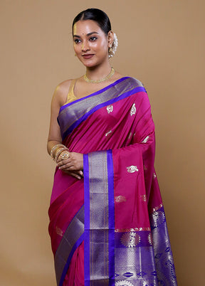 Purple Kanjivaram Silk Saree With Blouse Piece