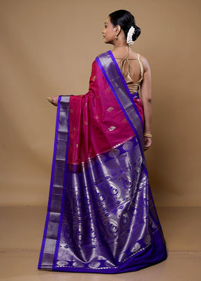 Purple Kanjivaram Silk Saree With Blouse Piece