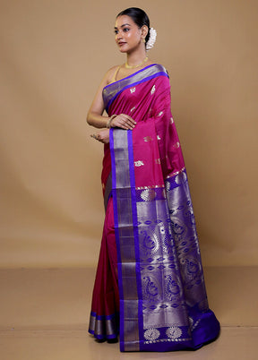 Purple Kanjivaram Silk Saree With Blouse Piece