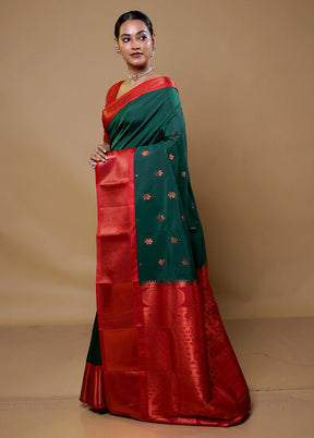 Green Kanjivaram Silk Saree With Blouse Piece