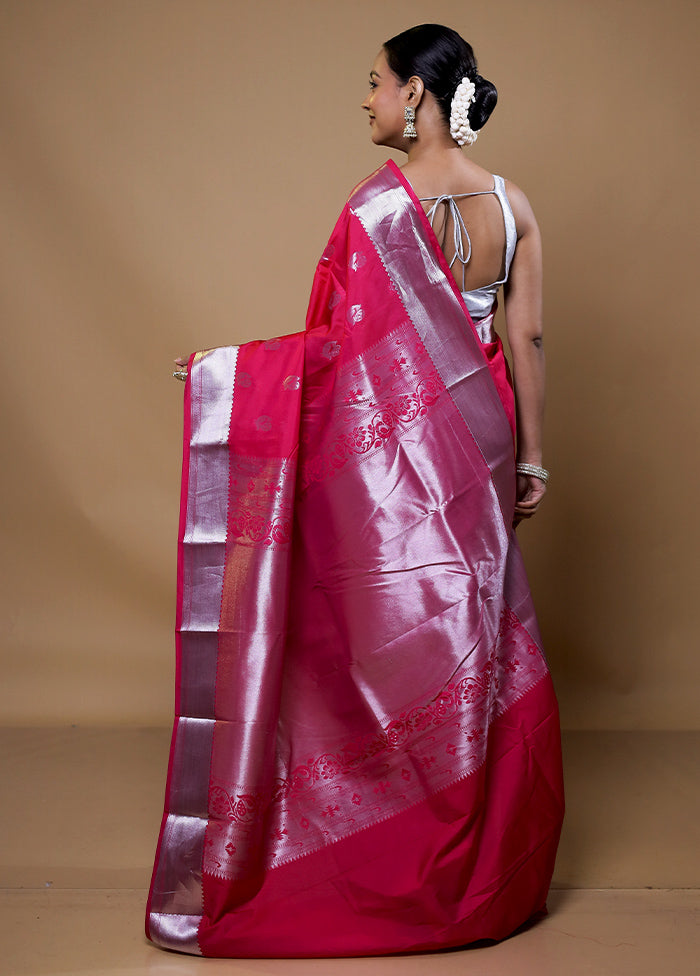 Pink Kanjivaram Silk Saree With Blouse Piece