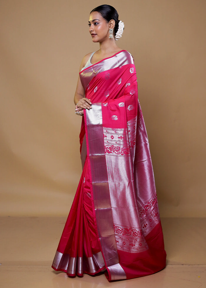 Pink Kanjivaram Silk Saree With Blouse Piece