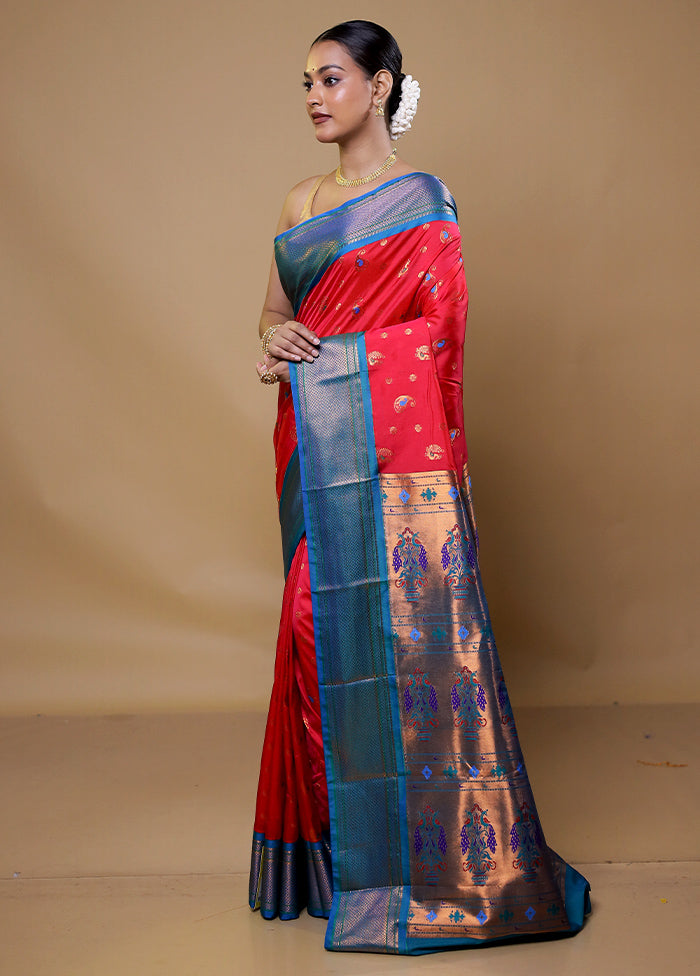 Pink Kanjivaram Silk Saree With Blouse Piece