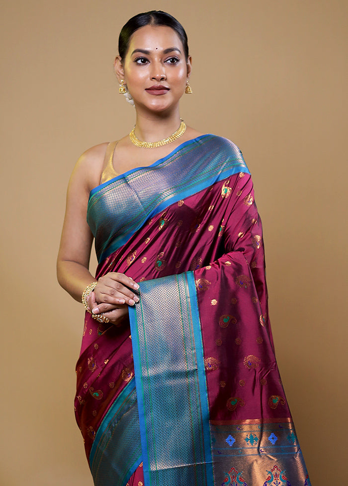 Purple Kanjivaram Silk Saree With Blouse Piece