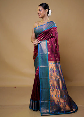 Purple Kanjivaram Silk Saree With Blouse Piece