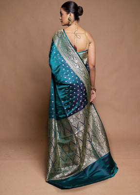 Green Handloom Banarasi Pure Silk Saree With Blouse Piece