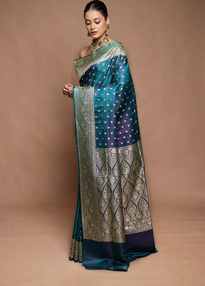 Green Handloom Banarasi Pure Silk Saree With Blouse Piece