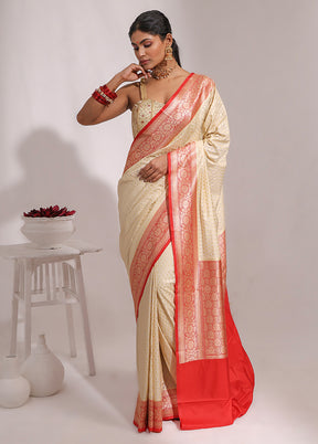 Cream Uppada Silk Saree With Blouse Piece