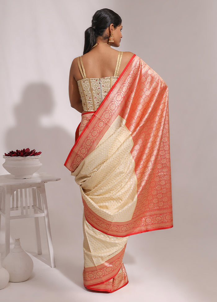 Cream Uppada Silk Saree With Blouse Piece