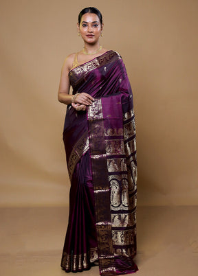 Maroon Handloom Baluchari Pure Silk Saree With Blouse Piece