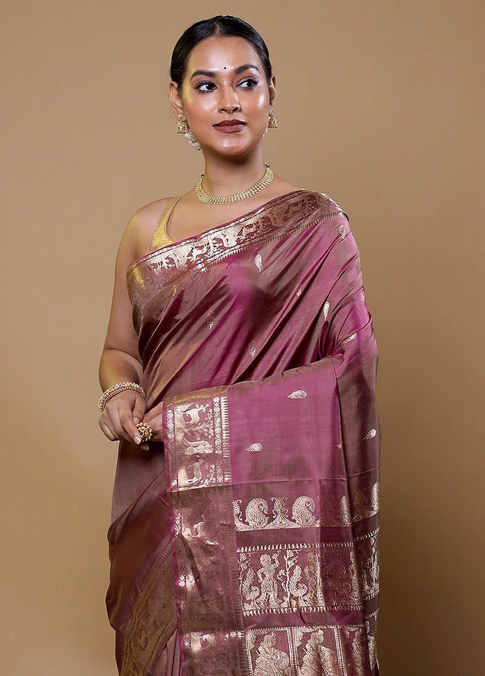 Maroon Handloom Baluchari Pure Silk Saree With Blouse Piece