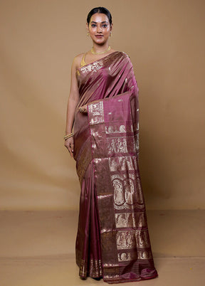 Maroon Handloom Baluchari Pure Silk Saree With Blouse Piece