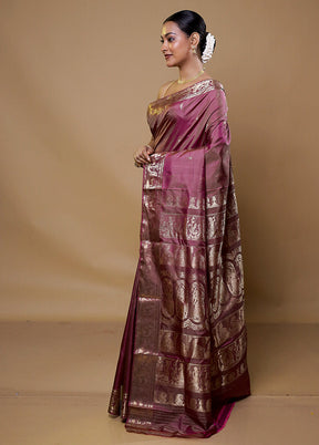 Maroon Handloom Baluchari Pure Silk Saree With Blouse Piece