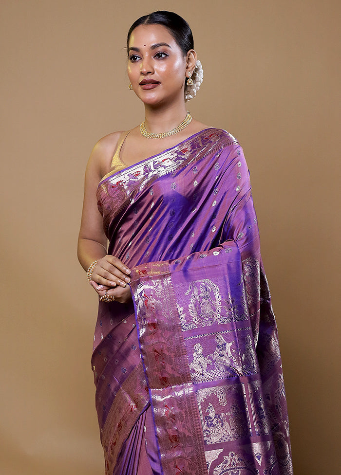 Pink Handloom Baluchari Pure Silk Saree With Blouse Piece