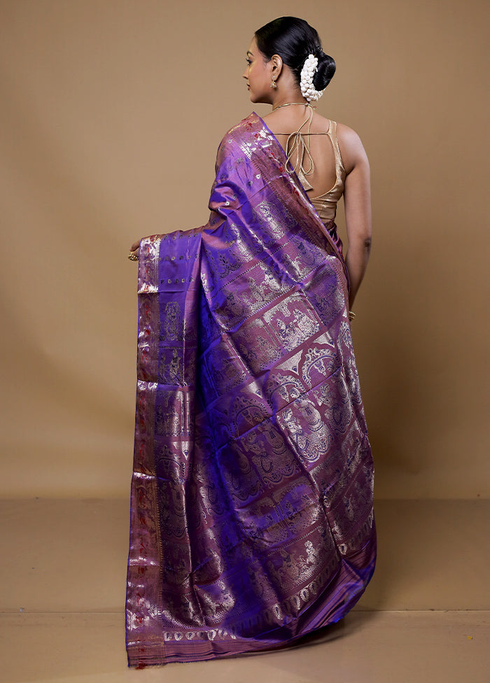 Pink Handloom Baluchari Pure Silk Saree With Blouse Piece