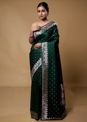 Green Katan Silk Saree With Blouse Piece