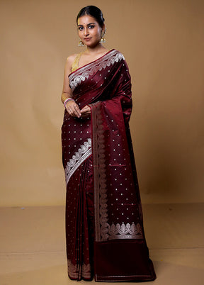 Maroon Katan Silk Saree With Blouse Piece