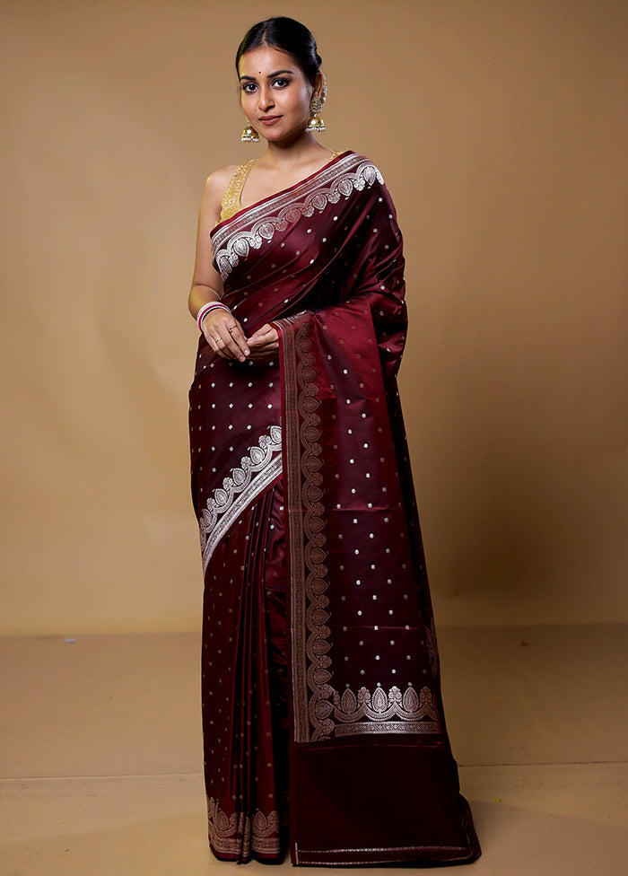 Maroon Katan Silk Saree With Blouse Piece