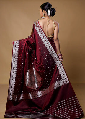 Maroon Katan Silk Saree With Blouse Piece