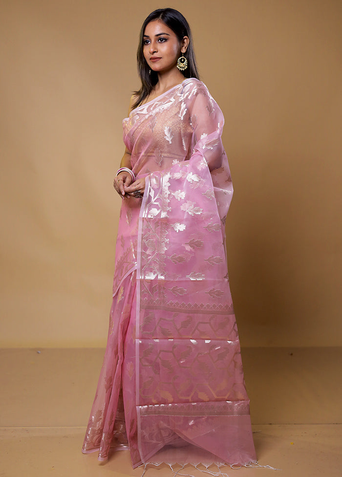 Pink Organza Saree With Blouse Piece