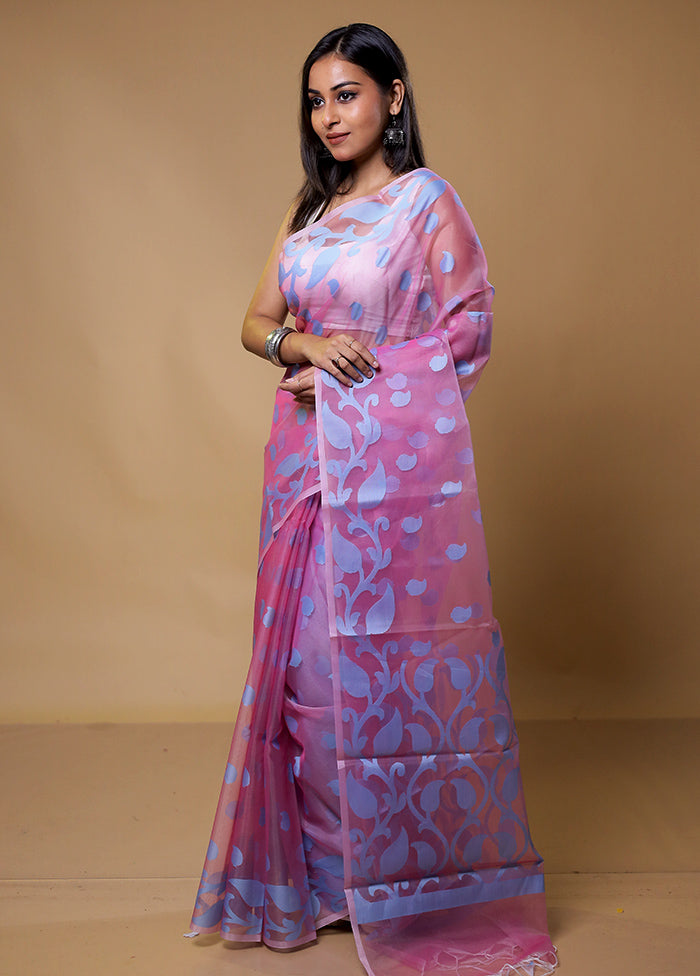 Pink Organza Saree With Blouse Piece