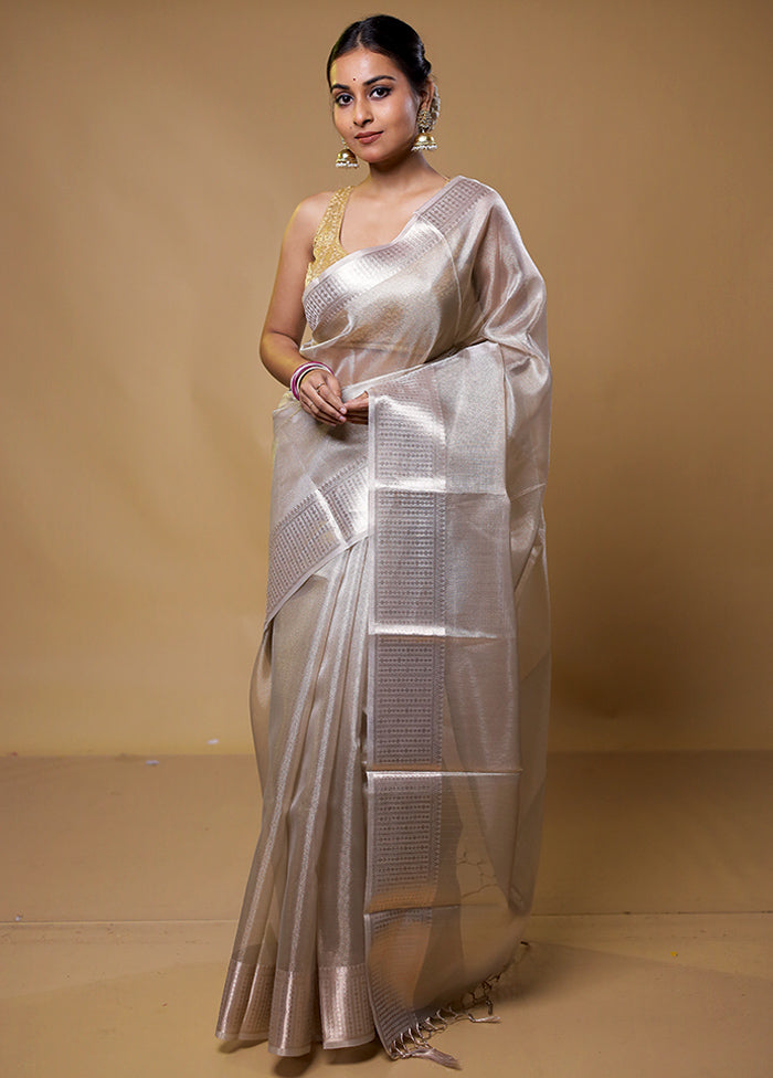 Grey Tissue Silk Saree With Blouse Piece