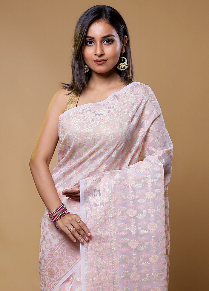 Pink Organza Saree With Blouse Piece