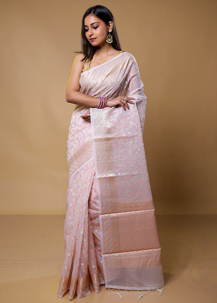 Pink Organza Saree With Blouse Piece