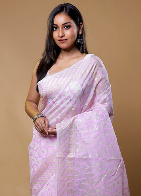 Pink Organza Saree With Blouse Piece