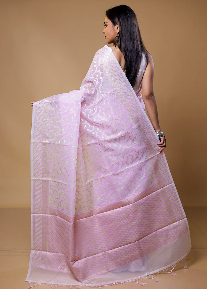 Pink Organza Saree With Blouse Piece