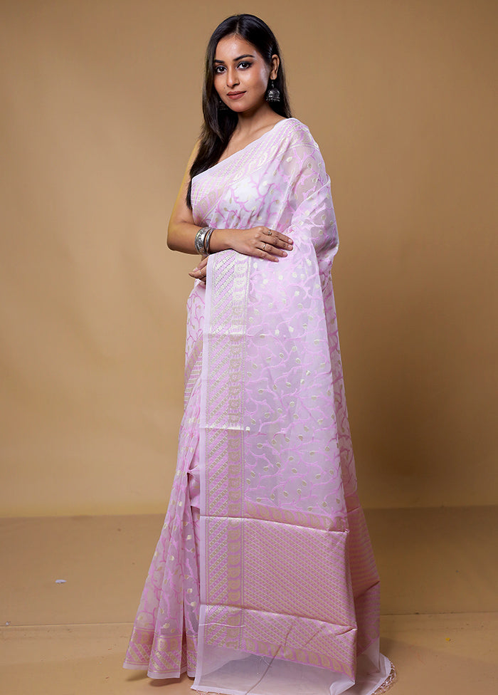 Pink Organza Saree With Blouse Piece