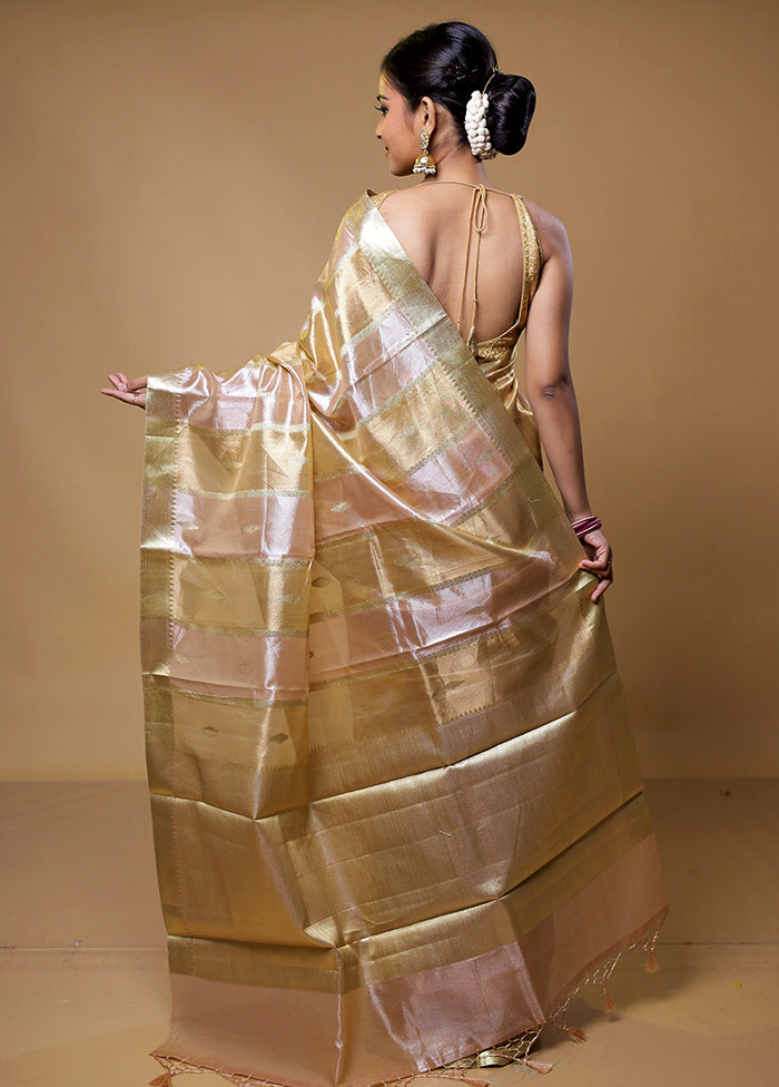 Golden Tissue Silk Saree With Blouse Piece